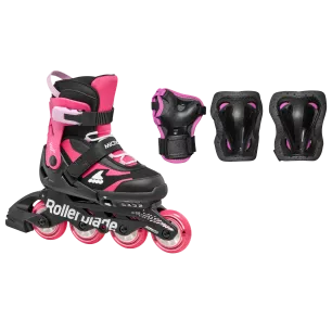 Rolki dziecięce Rollerblade MICROBLADE Black/Pink Combo + ochraniacze